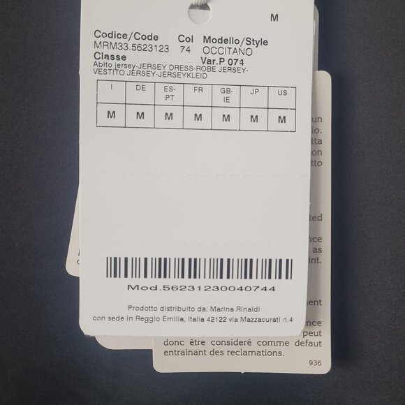 NWT MARINA RINALDI SPORT Jersey Dress Occitano Black White Size M - Picture 4 of 5